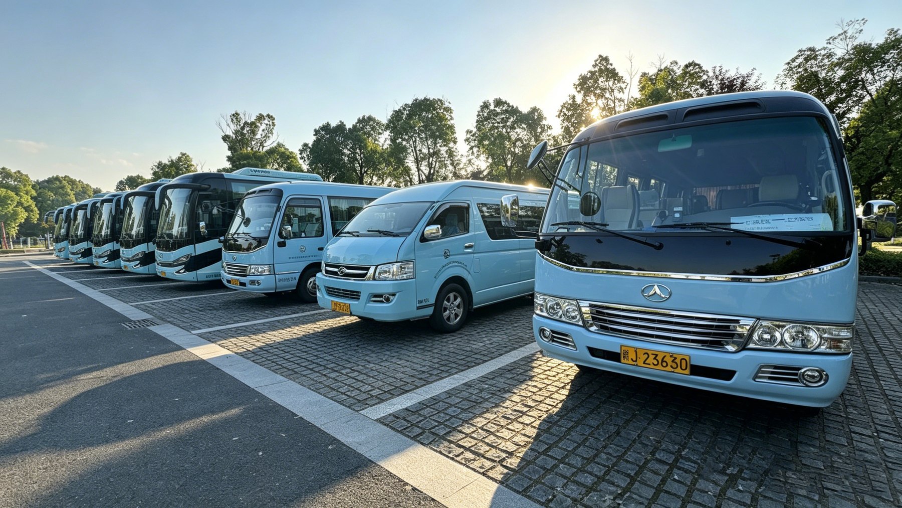 Huangshan tourism transport vehicles lined up for service
